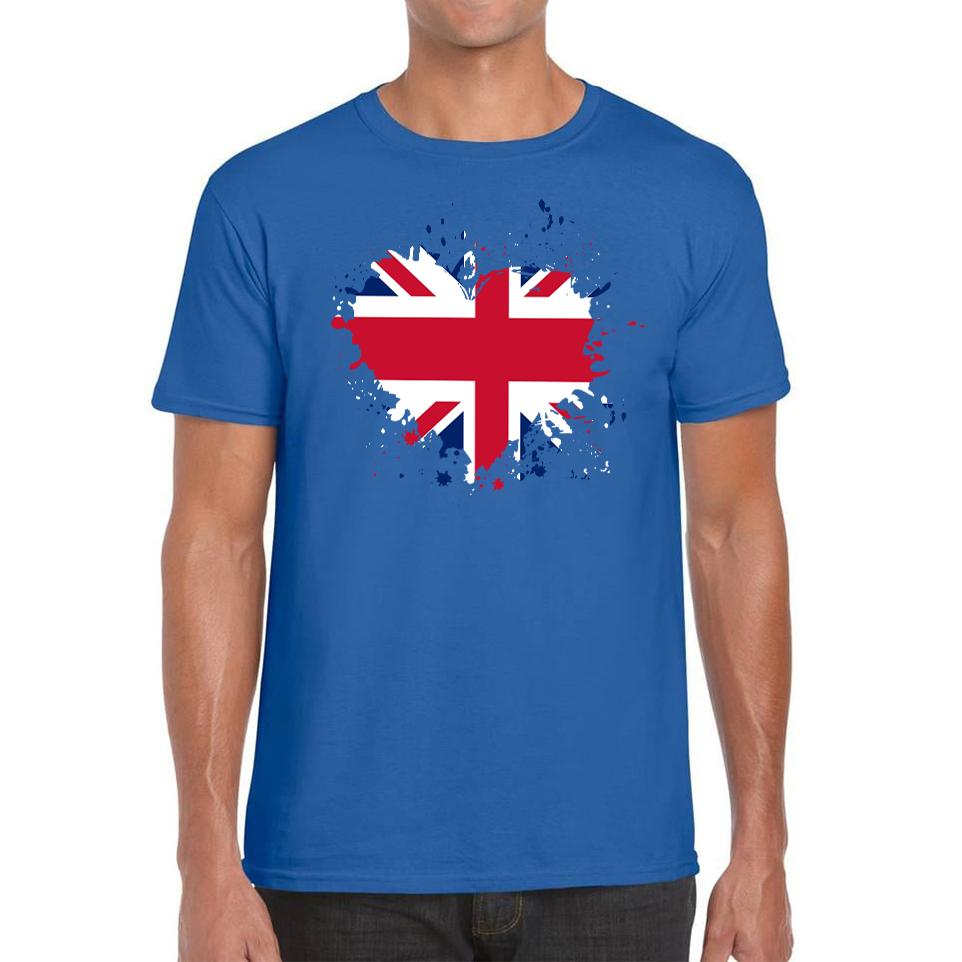Union Jack Great Britain Heart Flag Unisex Mens T Shirt Womens Tops Tees XL