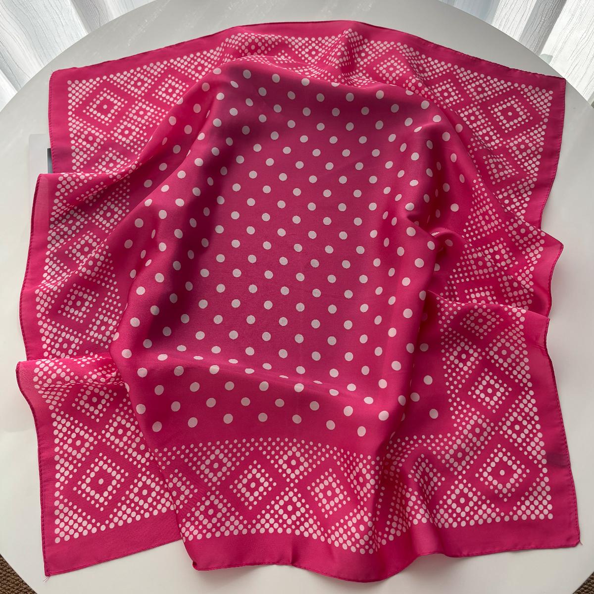 

70*70cm Luxury Square Scarf For Women Ladies Polka Dot Hijab Elegant Neckerchief Bandanas Soft Stain Faux Silk Scarves Shawl