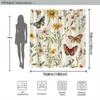 1 Blumiger Schmetterlings-Duschvorhang - Aquarell-Badezimmerdeko mit Gänseblümchen, Lilien, Haken im Lieferumfang enthalten, Maschinenwaschbares Polyester