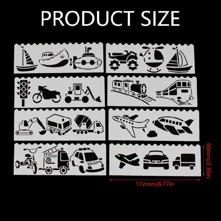 Reusable Animal Plane Stencils Pack Of 8 PET Plastic Drawing Guides Templates For Childrens Art Class And Home Crafts