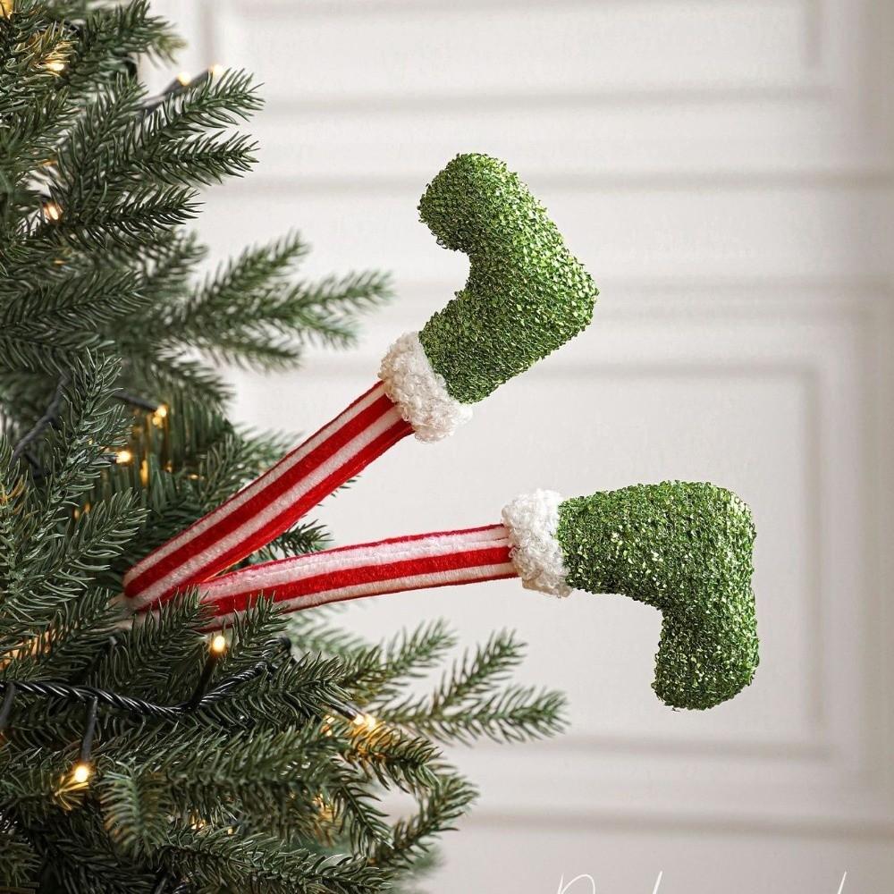 38cm Christmas Elf Legs Pendants Funny Xmas Tree Ornaments  New Year Decoration