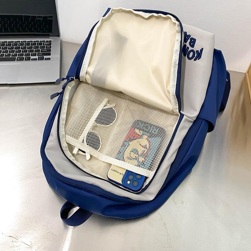 Schoolbag female high school student American retro large capacity backpack trendy letter embroidery college student couple backpack