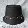 Summer Straw Hat For Women Men Fashion Chain Accessories Bucket Hat  Beach Hat Uv Resistant Sunshade Hat
