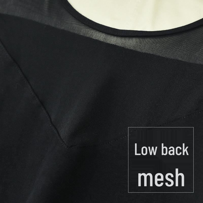 Women's Black Three-Quarter Sleeve Ballet Leotard for Dance Practice and Exams