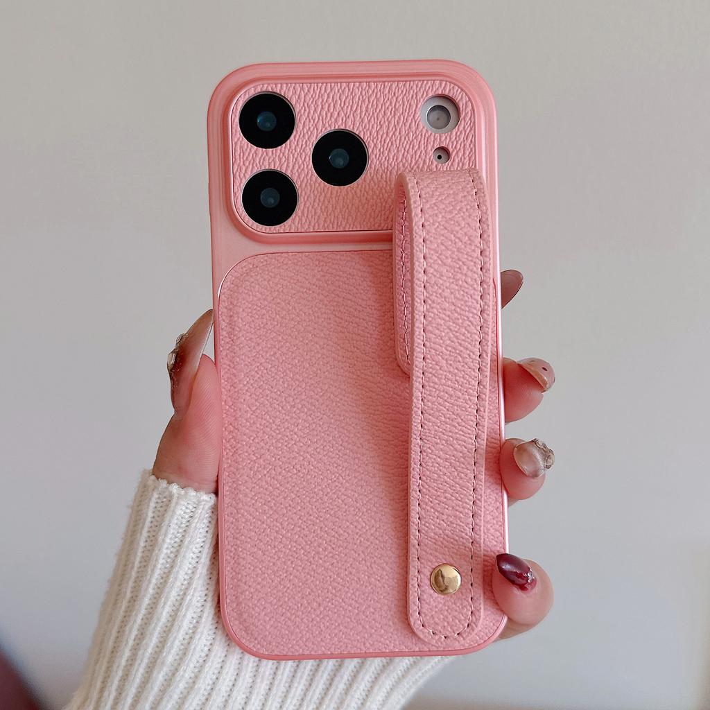 Wristband Leather Skin Hybrid Phone Case For iPhone 17 Pro Max iPhone 16 15 14 13 Pro Max with Hand Strap PC+PU Matte Anti-skid Hard Cover