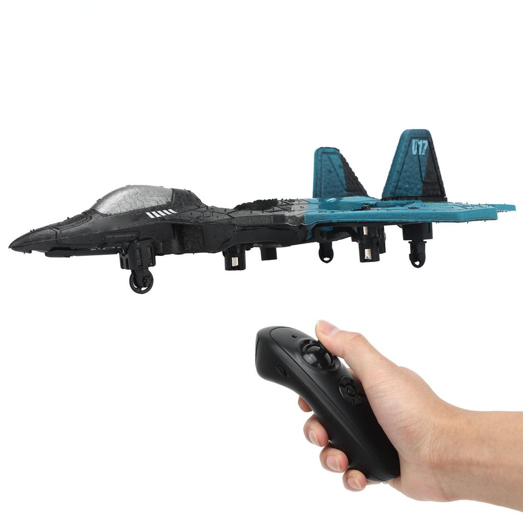 2.4 GHz Kids RC Glider Model LED Light Stable Flight Remote Control Plane Toy with Propeller Blue 3 Batteries
