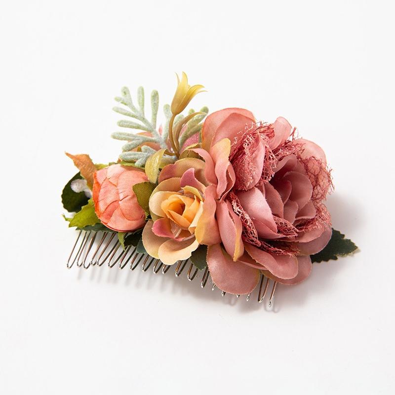 Bohemia Brides Wedding Flower Hair Comb Hairpin Bridesmaid Headdress Hair Combs Hair Accessories For Women Girls Floral Hairpins