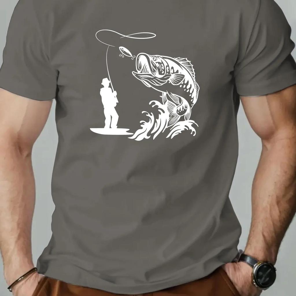 Bass Fishing Unisexs Tshirt Graphic Casual Cotton Short Sleeve Tops Summer Streetwear