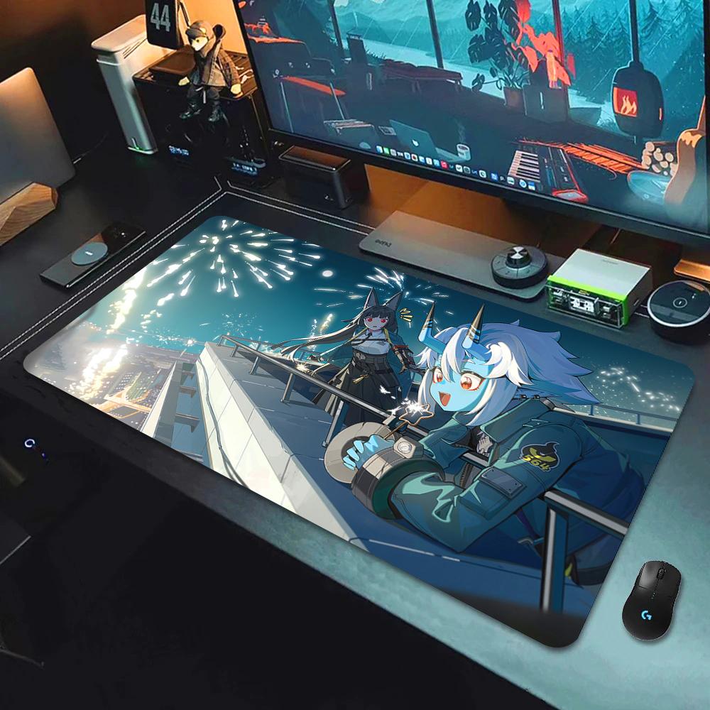Gaming Mouse Pad with Antislip Base and Stitched Edges Anime Girl with Shark Print Desk Mat for PC Laptop Gaming