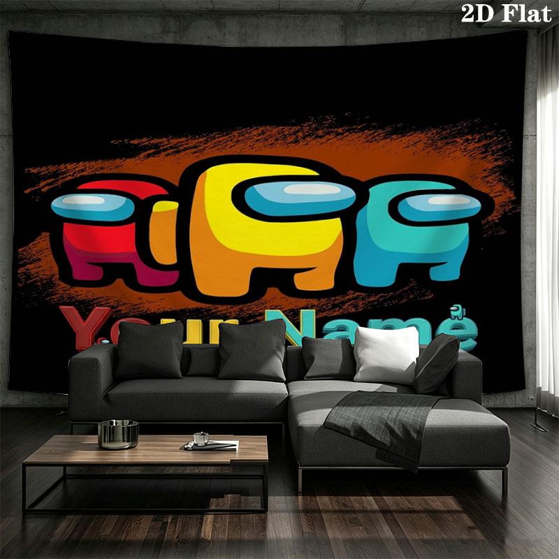 Among Us Custom Name Wall Tapestry Aesthetic Wall Hanging Printed Fabric Blanket Decorative Tapestries for Bedroom Living Room Home Decor
