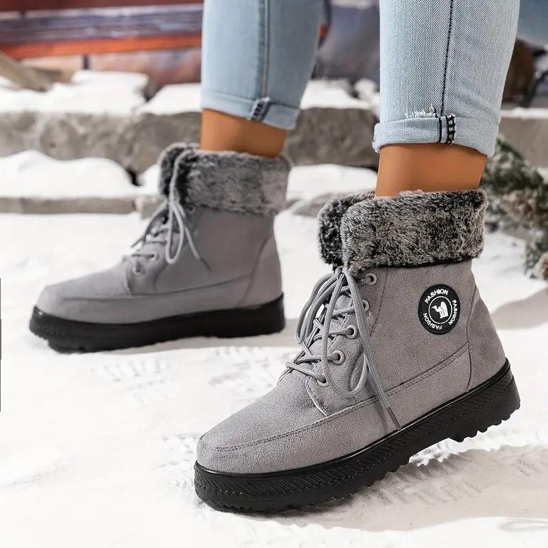 New Winter Women's Boots,Plush Fleece Lined Mid-Calf Snow Boots