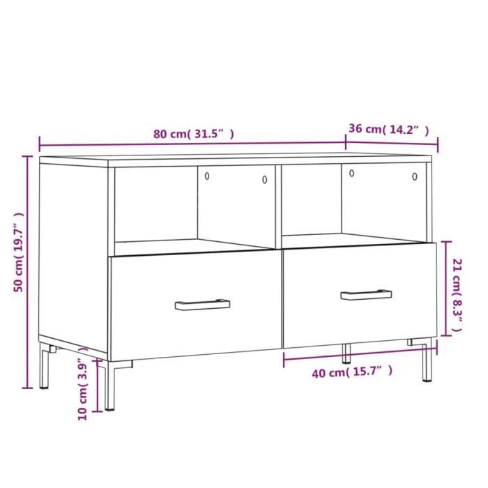 VidaXL Meuble TV Gris béton 80x36x50 cm Bois d'ingénierie 828976