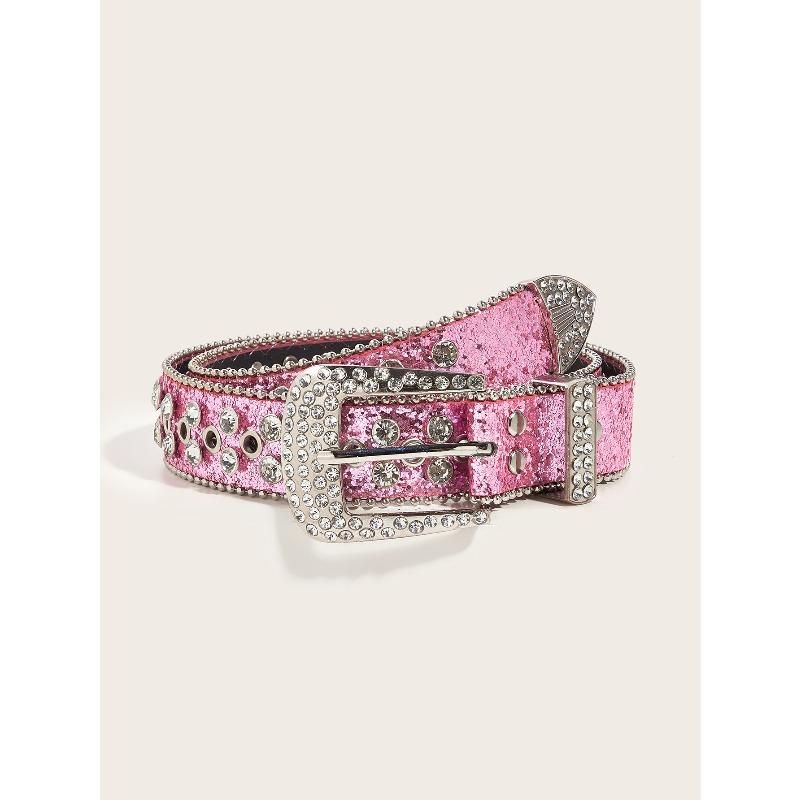 Gürtel Damen Breiter Gürtel Dekoration Europäische und Amerikanische Mode Pailletten Jeansgürtel rosa