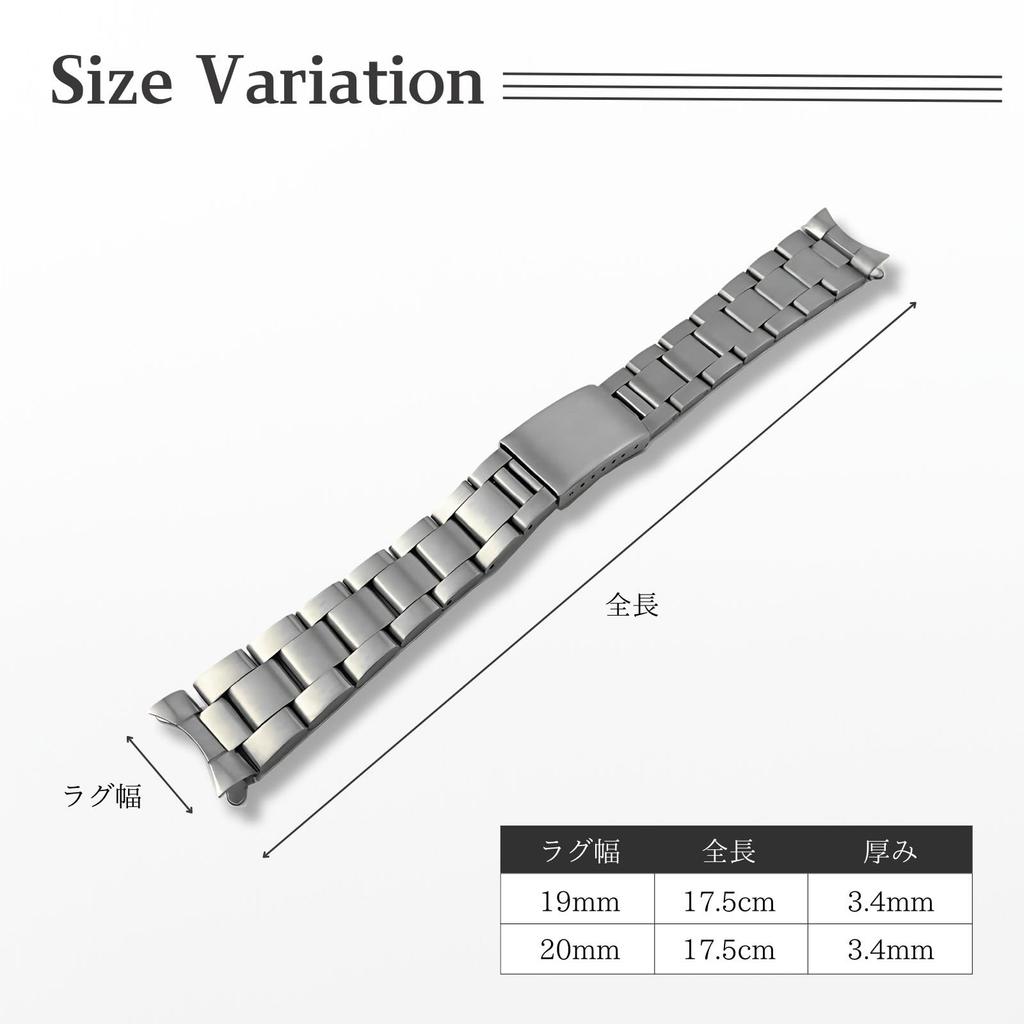 Rolex Compatible Stainless Steel Hairline Old Model Oyster Bracelet 19mm Lug [adzu] Band, Finish, Matte, 19mm/20mm, (Matte Finish, Width)