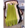 French Gentle Wind Solid Color Extra Large Size Folded Sleeveless Vest Dress Women's Summer