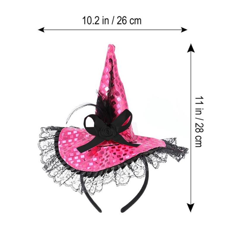 Children Kids Halloween Witch Hat Wizard Feather Headband Adult Costume Party Accessory Halloween Masquerade Cosplay Cap