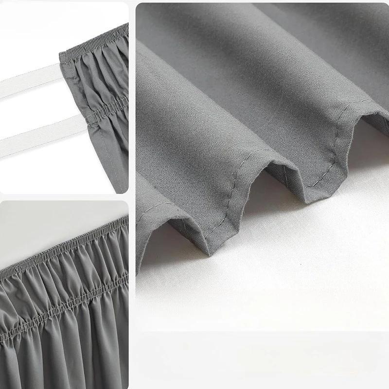 Extra Long College Hostel Dorm Room Bed Skirt Wrap Around Pretty Ruffles Bed Skirt Valance with Three Sides Fabric for Twin Bed