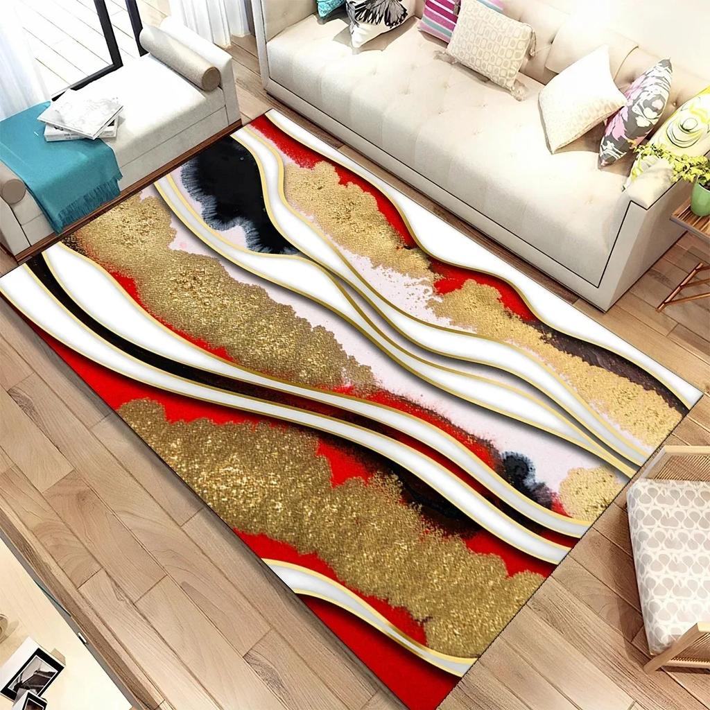Colour Gold Nordic Marble Splendid Area Rug Large Carpet Marbling Rugs for Home Living Room Bedroom Decor Door Mat Floor Mats