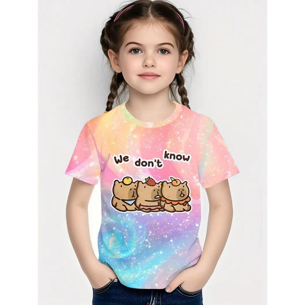 Kids' T-Shirt Animals Boys and Girls Capybara Children's T-Shirt 3D Print Top Loose and Comfortable Gradient Children