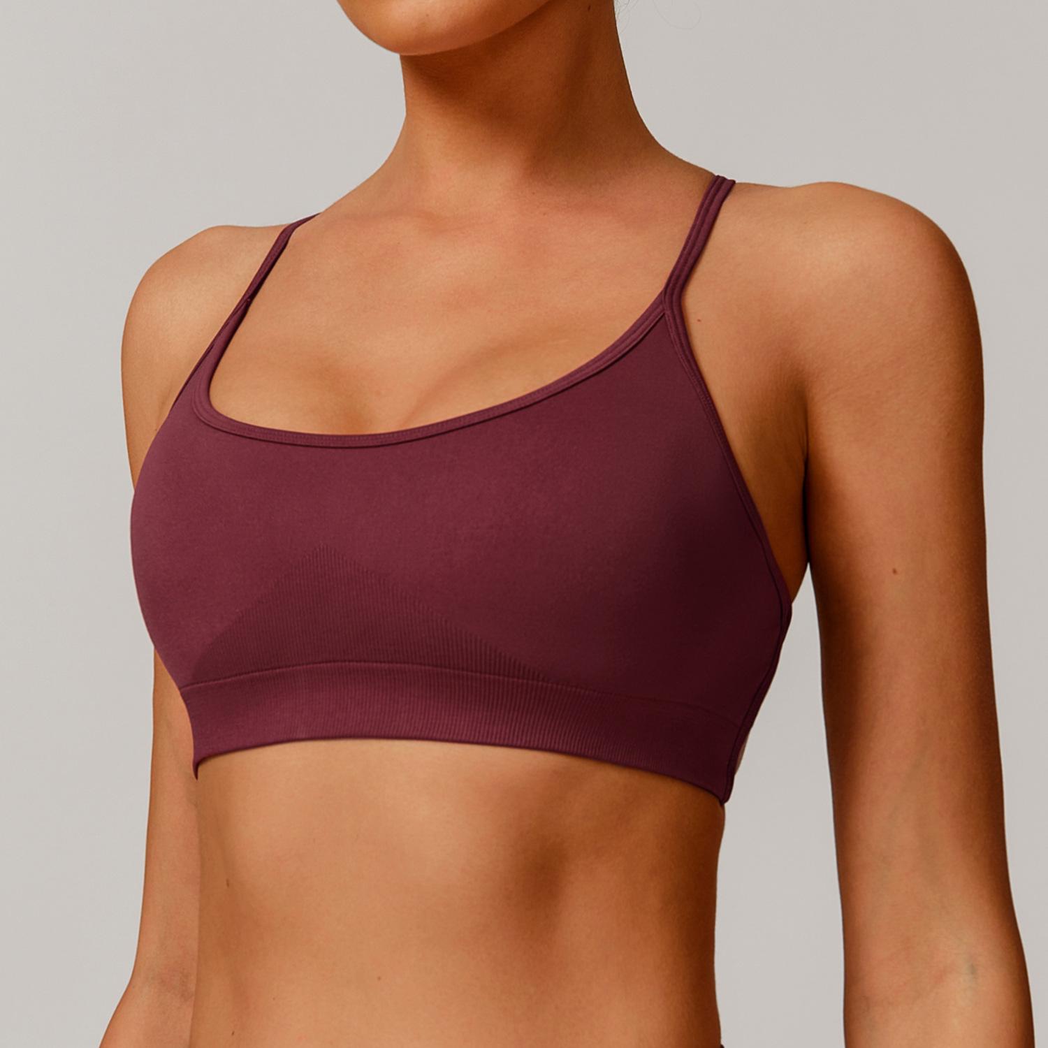 

European & American Seamless Quick-Dry Yoga Bra - Strappy Back Sports & Fitness Wear Large