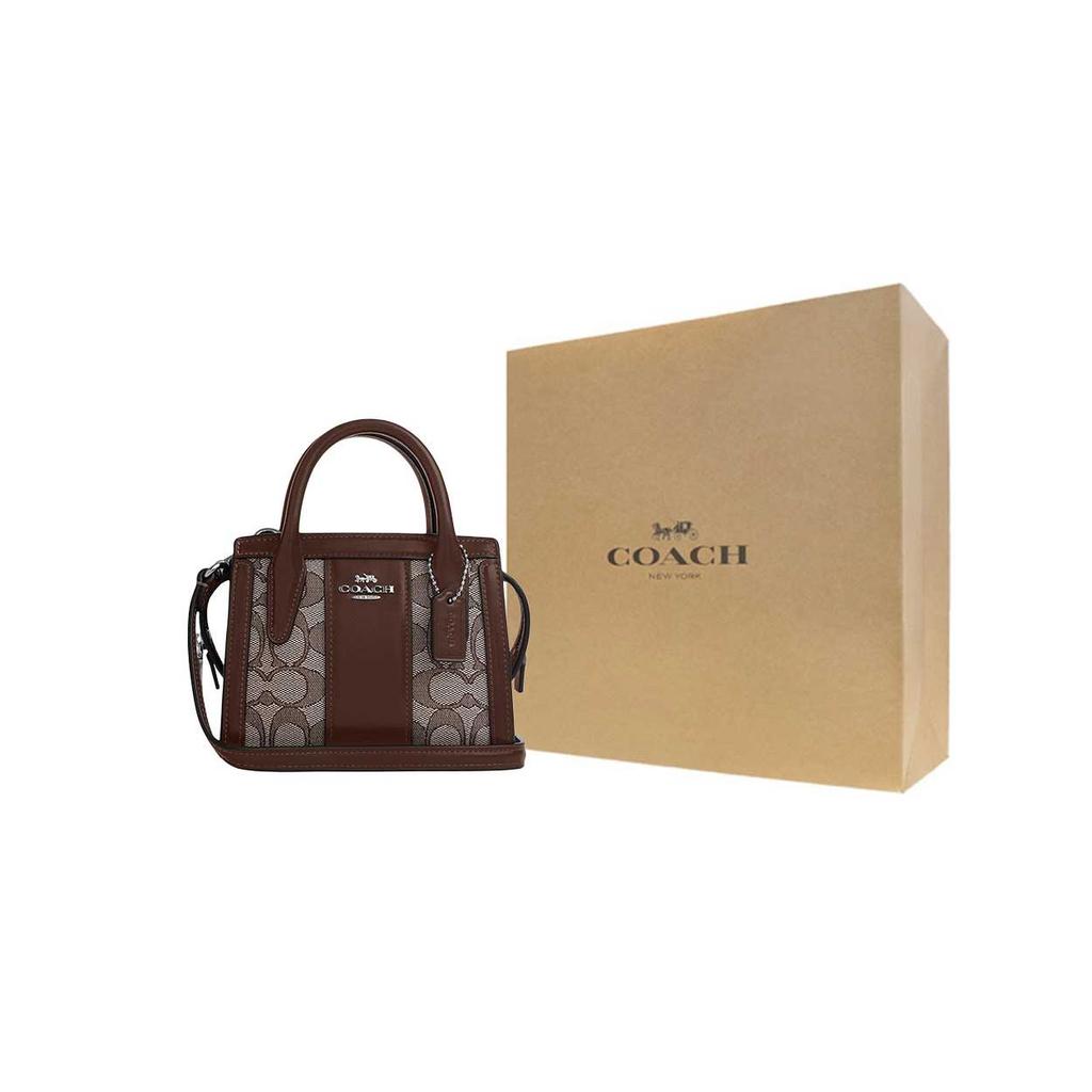 Coach Andrea 15 Brand Logo Zipper Closure Exquisite Calfskin Shoulder Crossbody Tote Bag Mini Women handbags Oak Maple CU986-SVS8S