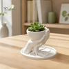 Natural Literary Style Tabletop Decor 3D Printed Palm Shaped Succulent Planter with Drainage Tray, Holding Indoor Desktop Flower Container Mini