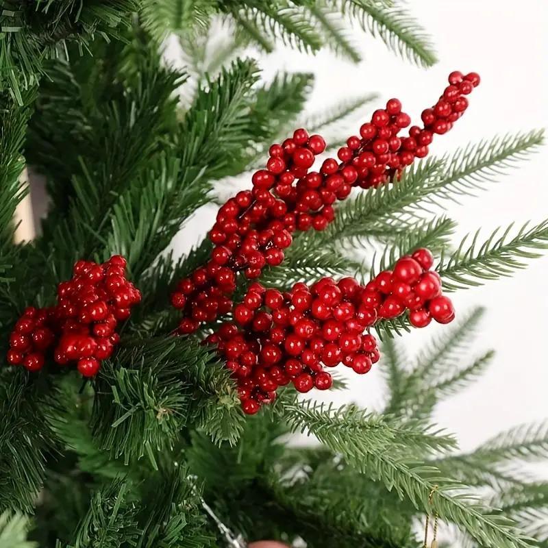 10pcs Red Berry Branches, Premium Microfiber Faux Fruit Sprays for DIY Crafts,Christmas Tree, Home Decor, New Year'S Festivities