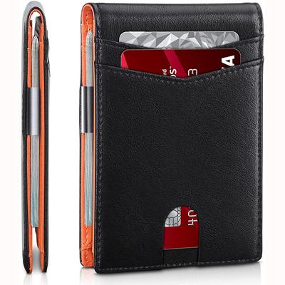 Slim Wallet for Men-Leather Money Clip Mens Wallets-RFID Blocking Front Pocket Bifold Credit Card Holder