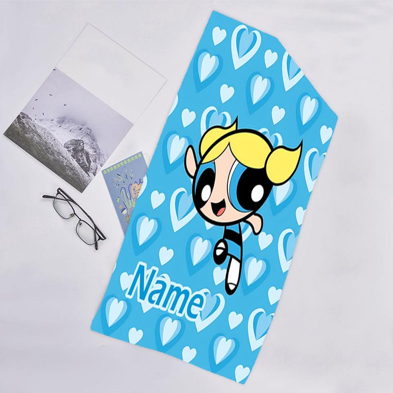 1pc The Powerpuff Girls2 Beach Towel with Custom Name, Beach/Swimming/Bath/Picnic/Camping Towel, Suitable for Seaside Beaches