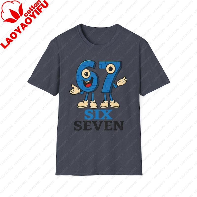 67 Meme Six Seven 67 Italian Brainrot Playful Graphic TShirt Adults Unisex Softstyle Tee Fun Wear for Birthdays Parties Tops