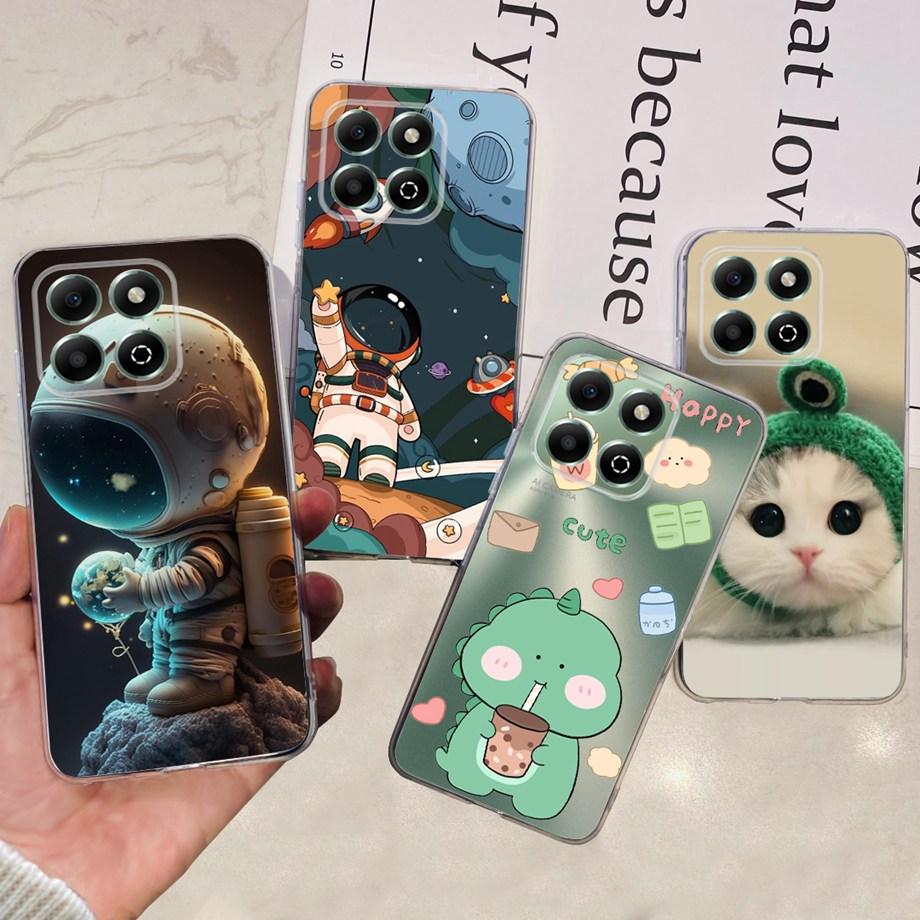 For Honor X6b JDY-LX1 Case Coque Clear Silicone Soft Back Cover For Honor X6a Plus Phone Bumper Coque Funda Dinosaur Cat Dragon