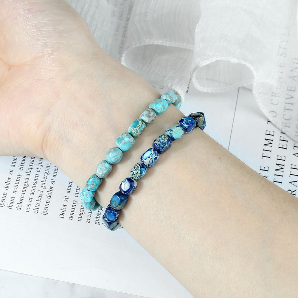 HS105 Handmade Stone Bracelet Jewelry Braided Charm Gemstone Sea Sediment Jasper Beaded Bracelet for Couple Best Friend Bracelet