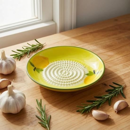 Ceramic Ginger Grater Plate, Manual Garlic Mincer Dish, Multifunctional Masher for Food, Kitchen Grinding Bowl for Ginger Garlic Puree