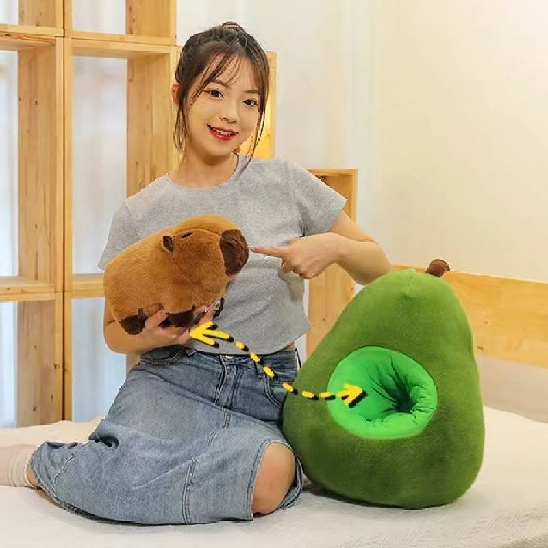 Avocado Capybara Plush Toy Cartoon Animals Fill Doll Accompany Pillow Appease