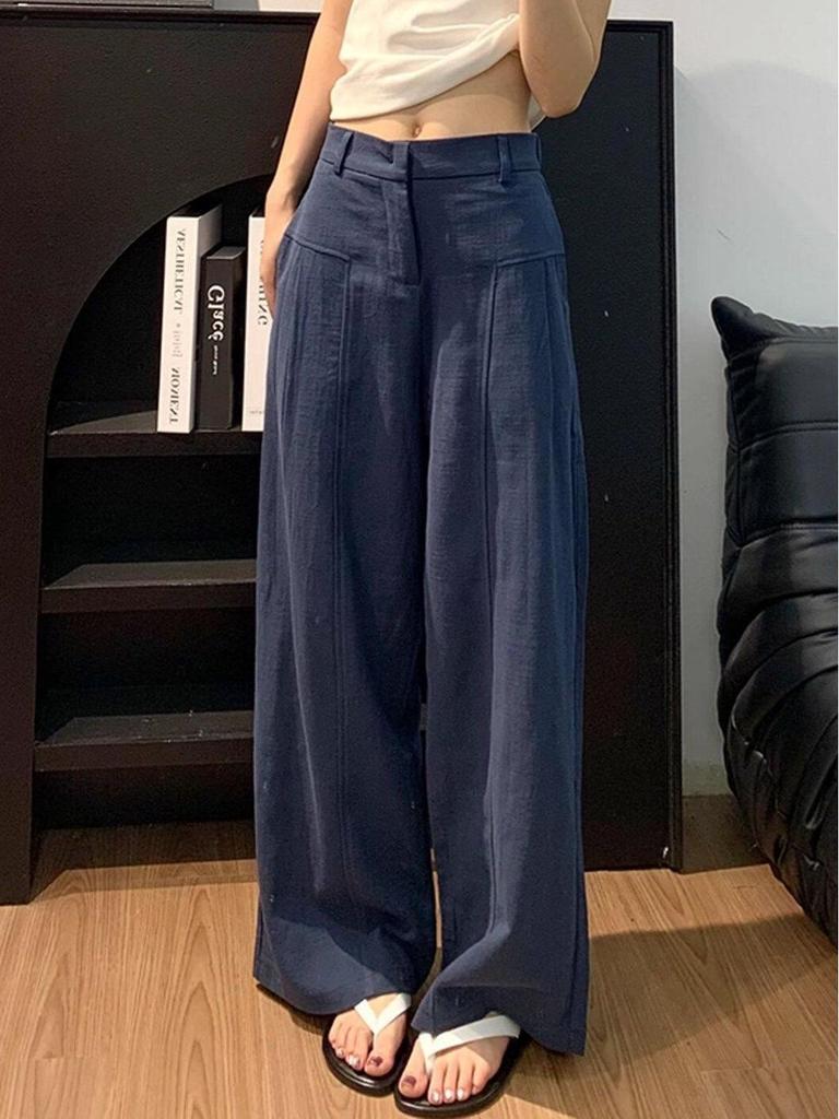 Women's High Waist Loose Wide-Leg Cotton Linen Pants - Spring/Autumn 2026