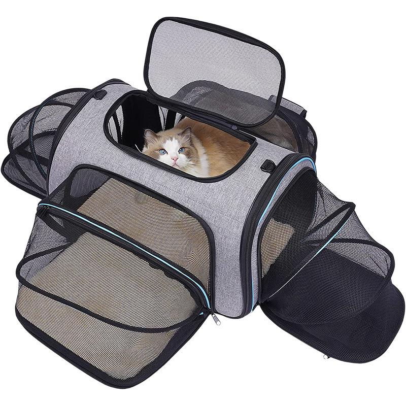 

Aviation Foldable Breathable Expandable Four-Door Portable Pet Carrier серый