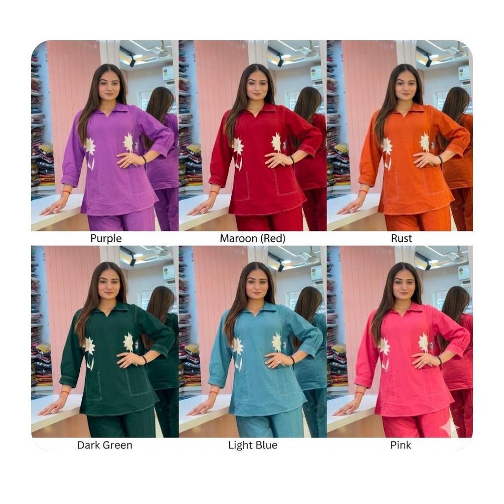 Women Cotton Slub Kurti with Palazzo Set Indian Designer Ethnic Kurta Cord Set