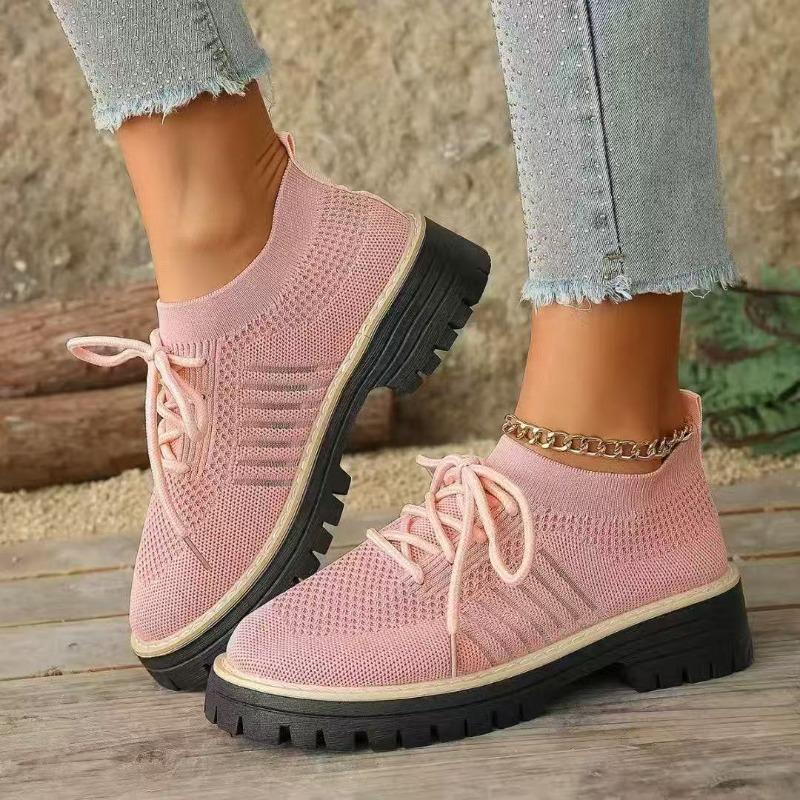 Scarpe Sportive Casual da Donna, Taglia Grande, Traspiranti, in Flyknit, Suola Morbida, Suola Spessa.