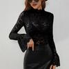 Women S Sexy Lace Slim Fit Flare Sleeve Top
