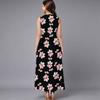 Ladies Plus Size Sleeveless Crew Neck Dress Distinct Floral Printed Loose Mid Length Dress