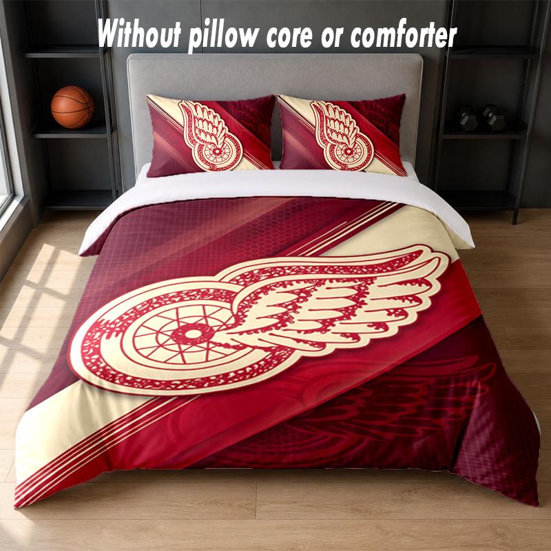 Detroit Red Wings Design Bed Bedding Set 1 Duvet Cover + 2 Pillowcases Soft Breathable Household Bed Linens