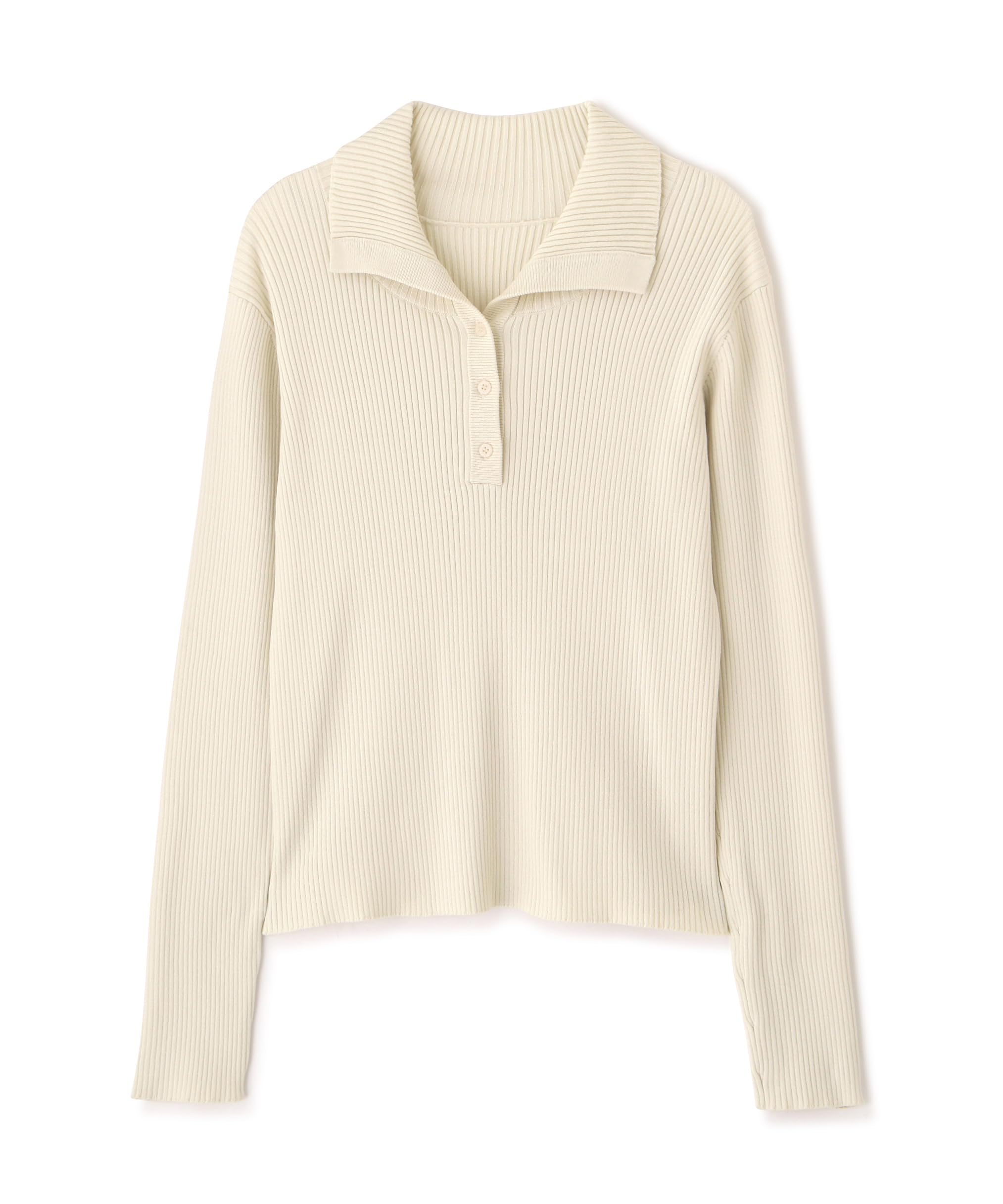 

Natural Beauty Henley Neck Rib Knit Size M [N Basic] Women s Off-White Sweater,