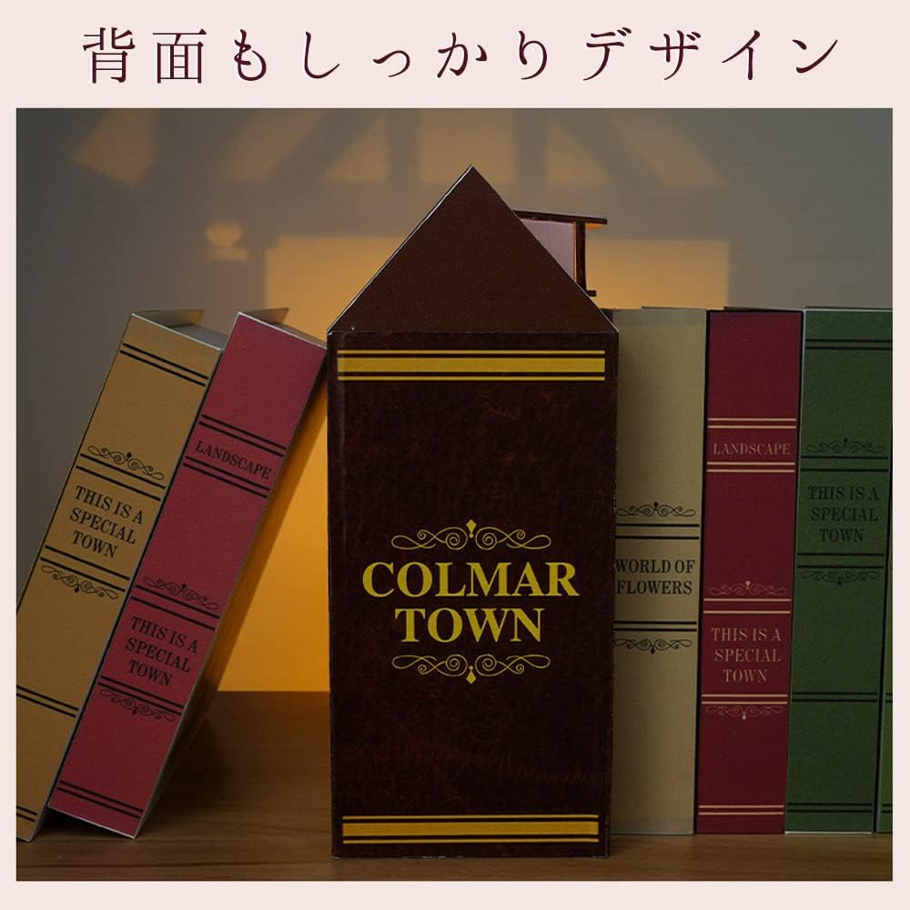 Moin Moin Dollhouse Miniature DIY Kit with LED Light Retro Book Design for Beginners
