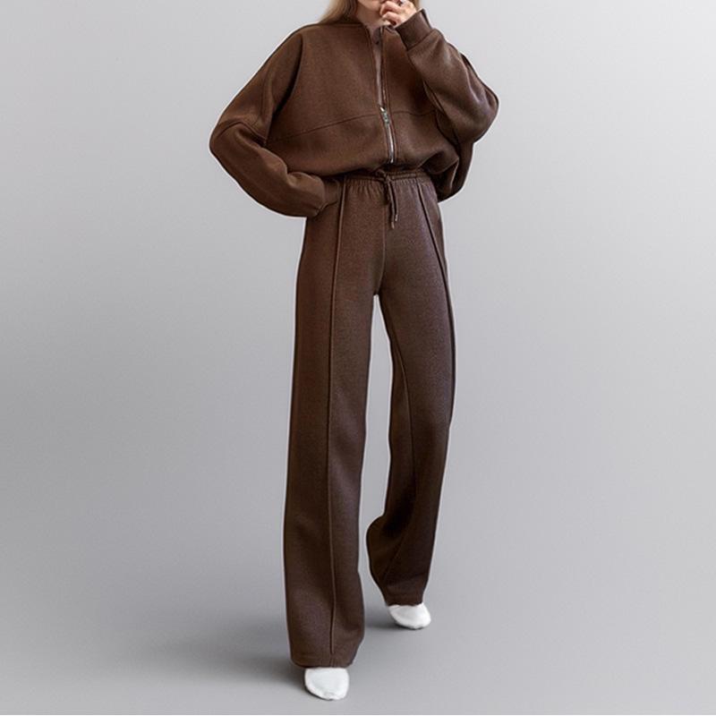 Frühling 2026 Damen Freizeit Einfarbige Lockere Kapuzenpullover Sportbekleidungsset