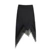 Women High Waist Lace Patchwork Irregular Midi Fashion Skirt
