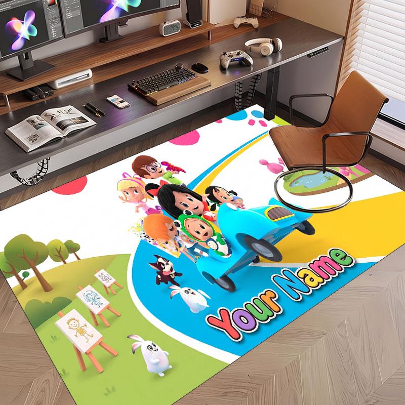 Custom Name Text Crystal Velvet Rug,Cleo & Cuquín Soft Plush Decorative Non Slip Floor Carpet