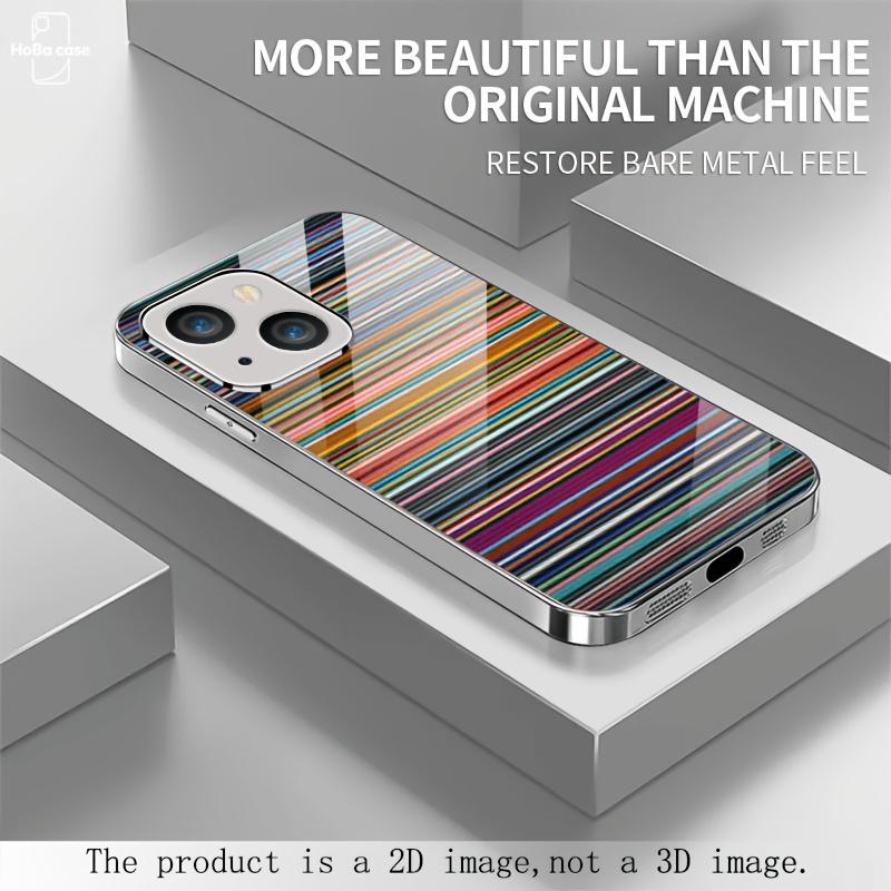 Color-striped electroplated glass Phone Case for iPhone 17 16 15 14 13 12 11 Pro Max Plus shock-resistant back Cover