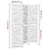 3 Piece Room Divider White Solid Paulownia Wood