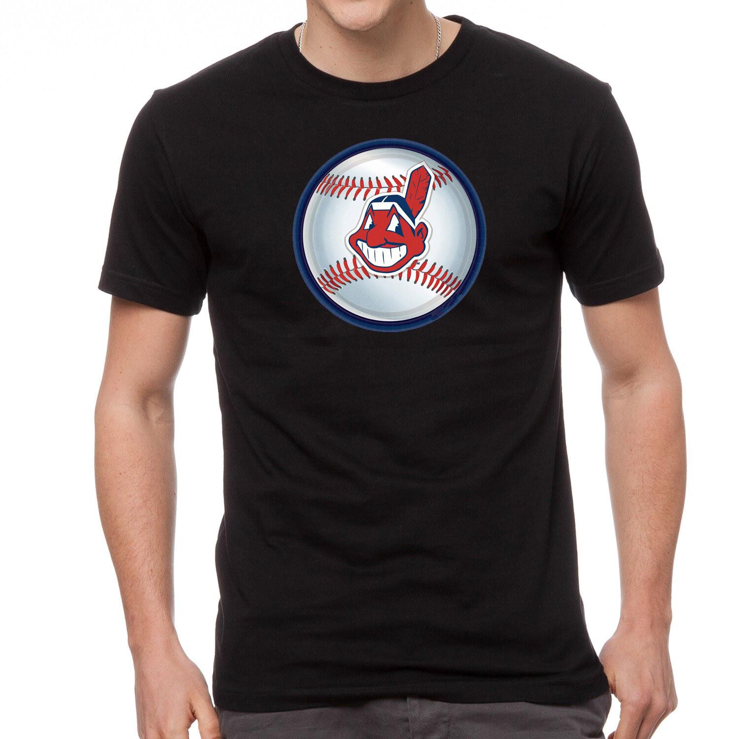 26 Cleveland Indians Logo Black T-Shirt -594- Unisex T-Shirt M
