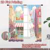 2D Flat Printing 2pcs Party Curtains Cute Cupcakes Kawaii Bakery Shop Digital Printed Polyester Drapes Seasonal Party & Holiday